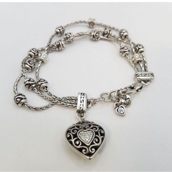 BRIGHTON Three Strand Sweetheart Heart Silver Tone Bracelet - Picture 1 of 4